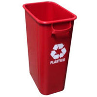 Lixeira 50 lts c/alça -- adesivo : com adesivo , Cor : Vermelho 