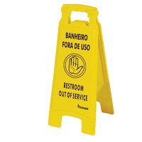 Placa de Sinalização -- Descrição : Banheiro Fora de Uso , Marca : Bralimpia 